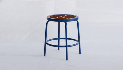 reddie-raw square side table 35W dia x 45H *cm / Collab~Rust / Metal~Navy Milton Stool COLLAB