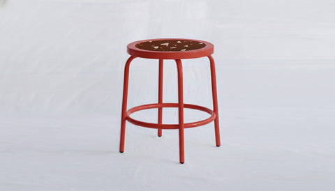 reddie-raw square side table 35W dia x 45H *cm / Collab~Rust / Metal~Red Milton Stool COLLAB