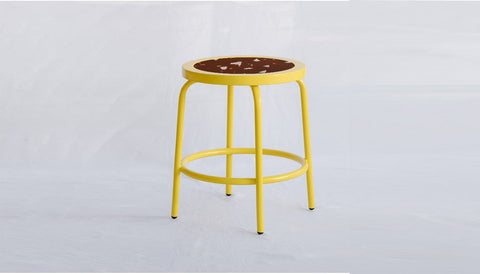reddie-raw square side table 35W dia x 45H *cm / Collab~Rust / Metal~Yellow Milton Stool COLLAB