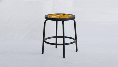 reddie-raw square side table 35W dia x 45H *cm / Collab~Yellow / Metal~Black Milton Stool COLLAB