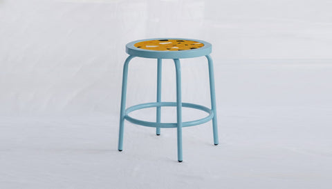 reddie-raw square side table 35W dia x 45H *cm / Collab~Yellow / Metal~Blue Milton Stool COLLAB