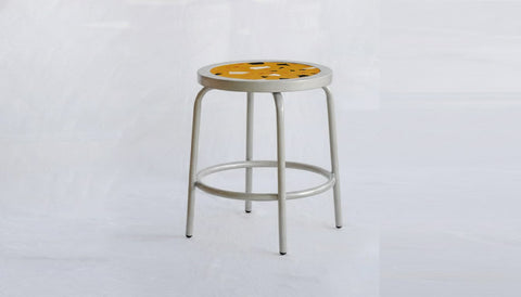 reddie-raw square side table 35W dia x 45H *cm / Collab~Yellow / Metal~Galvanised Milton Stool COLLAB