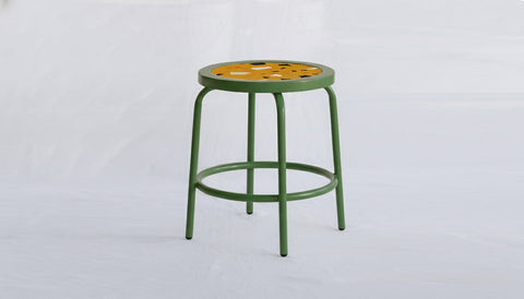 reddie-raw square side table 35W dia x 45H *cm / Collab~Yellow / Metal~Green Milton Stool COLLAB
