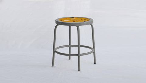 reddie-raw square side table 35W dia x 45H *cm / Collab~Yellow / Metal~Grey Milton Stool COLLAB