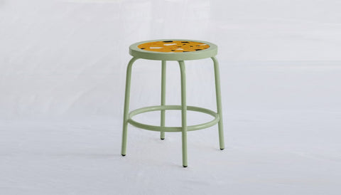 reddie-raw square side table 35W dia x 45H *cm / Collab~Yellow / Metal~Mint Milton Stool COLLAB