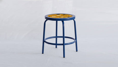 reddie-raw square side table 35W dia x 45H *cm / Collab~Yellow / Metal~Navy Milton Stool COLLAB