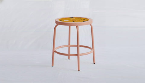 reddie-raw square side table 35W dia x 45H *cm / Collab~Yellow / Metal~Pink Milton Stool COLLAB