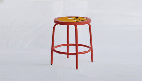 reddie-raw square side table 35W dia x 45H *cm / Collab~Yellow / Metal~Red Milton Stool COLLAB