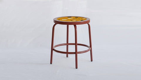 reddie-raw square side table 35W dia x 45H *cm / Collab~Yellow / Metal~Rust Milton Stool COLLAB