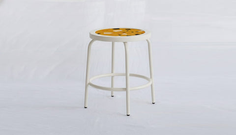 reddie-raw square side table 35W dia x 45H *cm / Collab~Yellow / Metal~White Milton Stool COLLAB