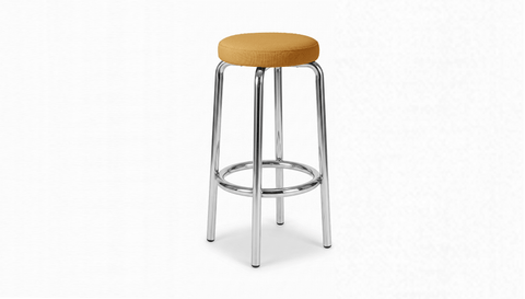 reddie-raw stool 35dia x 75H*cm / Fabric~Davano Golden / Metal~Stainless Steel Milton Stool -Stainless Steel