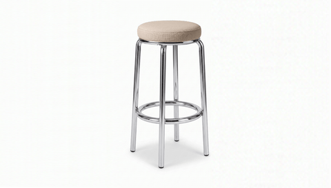 reddie-raw stool 35dia x 75H*cm with seat metal boarder / Fabric~Davano Paper Bank / Metal~Stainless Steel Milton Stool -Stainless Steel