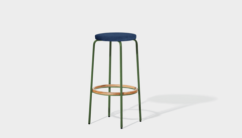 reddie-raw stool 35dia x 65H (counter height) / Fabric~Davano Cobalt / Metal~Green Milton Stool Upholstered