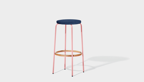 reddie-raw stool 35dia x 65H (counter height) / Fabric~Davano Cobalt / Metal~Pink Milton Stool Upholstered