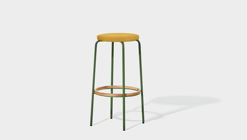 reddie-raw stool 35dia x 65H (counter height) / Fabric~Davano Golden / Metal~Green Milton Stool Upholstered