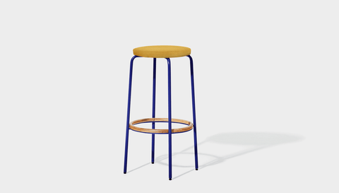 reddie-raw stool 35dia x 65H (counter height) / Fabric~Davano Golden / Metal~Navy Milton Stool Upholstered