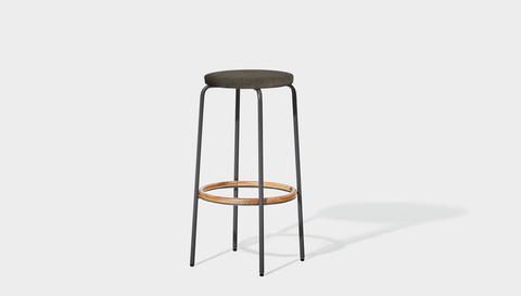 reddie-raw stool 35dia x 65H (counter height) / Fabric~Davano Iron Stone / Metal~Grey Milton Stool Upholstered