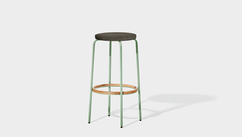 reddie-raw stool 35dia x 65H (counter height) / Fabric~Davano Iron Stone / Metal~Mint Milton Stool Upholstered