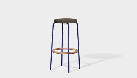 reddie-raw stool 35dia x 65H (counter height) / Fabric~Davano Iron Stone / Metal~Navy Milton Stool Upholstered
