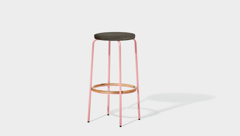 reddie-raw stool 35dia x 65H (counter height) / Fabric~Davano Iron Stone / Metal~Pink Milton Stool Upholstered