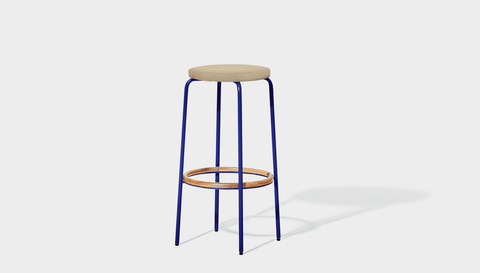 reddie-raw stool 35dia x 65H (counter height) / Fabric~Davano Paper Bank / Metal~Navy Milton Stool Upholstered