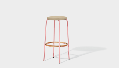 reddie-raw stool 35dia x 65H (counter height) / Fabric~Davano Paper Bank / Metal~Pink Milton Stool Upholstered