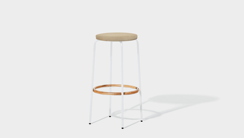reddie-raw stool 35dia x 65H (counter height) / Fabric~Davano Paper Bank / Metal~White Milton Stool Upholstered