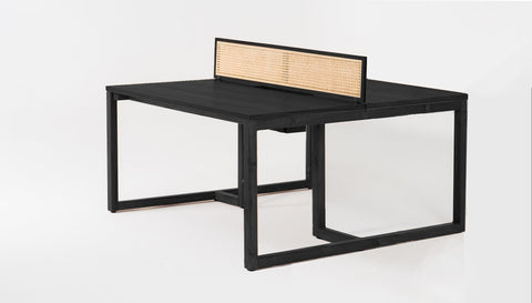 reddie-raw workstation 120W x 120D x 75H *cm (incl. screen & tray) / Wood Veneer~Black / Solid Reclaimed Teak Wood~Black NCW Double Workstation Desk