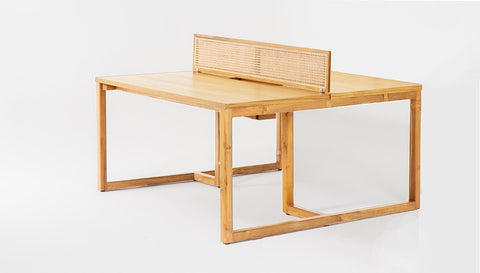 reddie-raw workstation 120W x 120D x 75H *cm (incl. screen & tray) / Wood Veneer~Oak / Solid Reclaimed Teak Wood~Oak NCW Double Workstation Desk