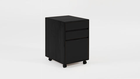 reddie-raw mobile storage 41W x 50D x 60H *cm / Solid Reclaimed Teak Wood~Black / Laminate~Black NCW Wood Pedestal Drawers