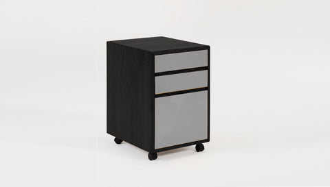 reddie-raw mobile storage 41W x 50D x 60H *cm / Solid Reclaimed Teak Wood~Black / Laminate~Graphite NCW Wood Pedestal Drawers