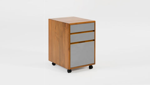 reddie-raw mobile storage 41W x 50D x 60H *cm / Solid Reclaimed Teak Wood~Natural / Laminate~Graphite NCW Wood Pedestal Drawers