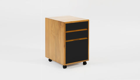 reddie-raw mobile storage 41W x 50D x 60H *cm / Solid Reclaimed Teak Wood~Oak / Laminate~Black NCW Wood Pedestal Drawers