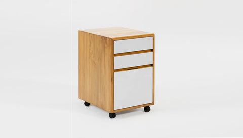 reddie-raw mobile storage 41W x 50D x 60H *cm / Solid Reclaimed Teak Wood~Oak / Laminate~Marshmallow White NCW Wood Pedestal Drawers