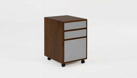 reddie-raw mobile storage 41W x 50D x 60H *cm / Solid Reclaimed Teak Wood~Walnut / Laminate~Graphite NCW Wood Pedestal Drawers