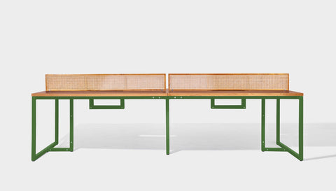 reddie-raw workstation 240W x 120D x 75H total (120x60 desk) *cm (incl. screen & tray) / Wood Veneer~Oak / Metal~Green NCW Workstation *pod of 4