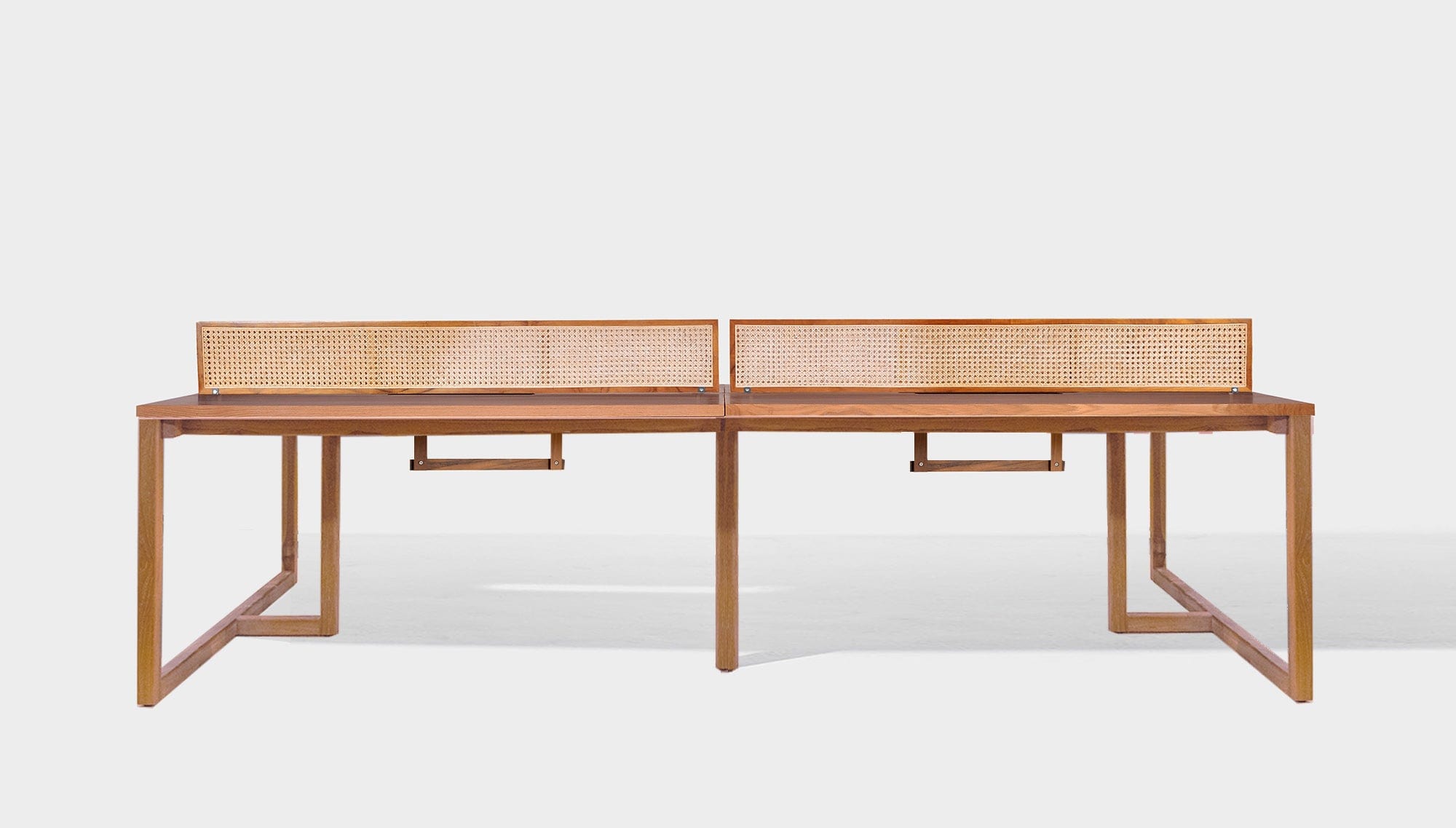 reddie-raw workstation 240W x 120D x 75H total (120x60 desk) *cm (incl. screen & tray) / Wood Veneer~Teak / Solid Reclaimed Teak Wood~Natural NCW Workstation *pod of 4