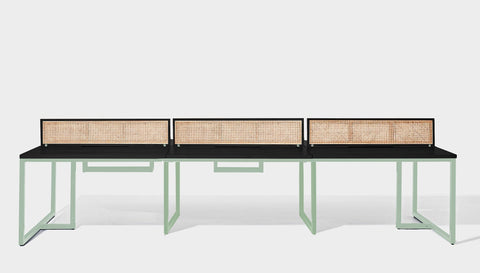 reddie-raw workstation 360W x 120D x 75H total (120x60 desk) *cm (incl. screen & tray) / Wood Veneer~Black / Metal~Mint NCW Workstation *pod of 6