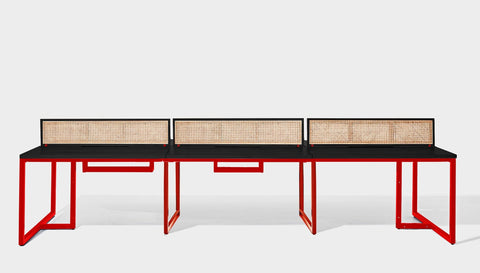 reddie-raw workstation 360W x 120D x 75H total (120x60 desk) *cm (incl. screen & tray) / Wood Veneer~Black / Metal~Red NCW Workstation *pod of 6