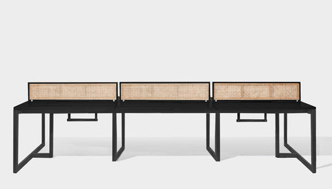 reddie-raw workstation 360W x 120D x 75H total (120x60 desk) *cm (incl. screen & tray) / Wood Veneer~Black / Solid Reclaimed Teak Wood~Black NCW Workstation *pod of 6