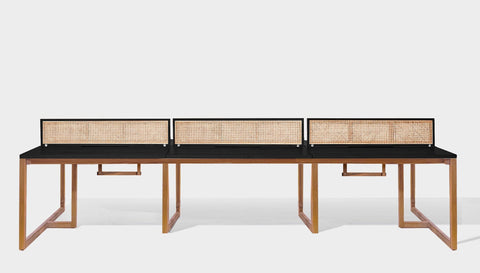 reddie-raw workstation 360W x 120D x 75H total (120x60 desk) *cm (incl. screen & tray) / Wood Veneer~Black / Solid Reclaimed Teak Wood~Natural NCW Workstation *pod of 6