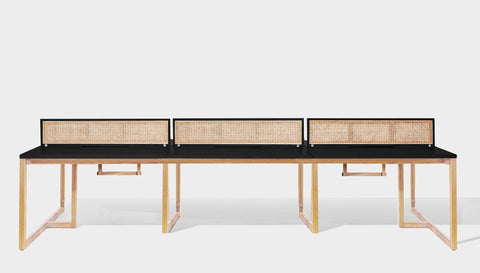 reddie-raw workstation 360W x 120D x 75H total (120x60 desk) *cm (incl. screen & tray) / Wood Veneer~Black / Solid Reclaimed Teak Wood~Oak NCW Workstation *pod of 6