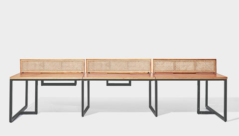 reddie-raw workstation 360W x 120D x 75H total (120x60 desk) *cm (incl. screen & tray) / Wood Veneer~Oak / Metal~Black NCW Workstation *pod of 6