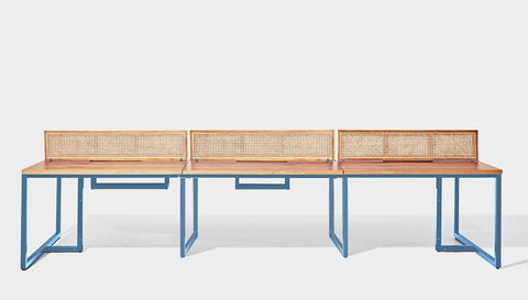 reddie-raw workstation 360W x 120D x 75H total (120x60 desk) *cm (incl. screen & tray) / Wood Veneer~Oak / Metal~Blue NCW Workstation *pod of 6