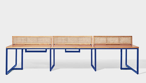 reddie-raw workstation 360W x 120D x 75H total (120x60 desk) *cm (incl. screen & tray) / Wood Veneer~Oak / Metal~Navy NCW Workstation *pod of 6