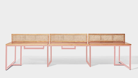 reddie-raw workstation 360W x 120D x 75H total (120x60 desk) *cm (incl. screen & tray) / Wood Veneer~Oak / Metal~Pink NCW Workstation *pod of 6