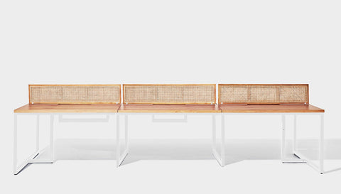 reddie-raw workstation 360W x 120D x 75H total (120x60 desk) *cm (incl. screen & tray) / Wood Veneer~Oak / Metal~White NCW Workstation *pod of 6