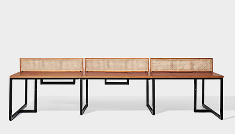 reddie-raw workstation 360W x 120D x 75H total (120x60 desk) *cm (incl. screen & tray) / Wood Veneer~Teak / Metal~Black NCW Workstation *pod of 6