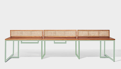 reddie-raw workstation 360W x 120D x 75H total (120x60 desk) *cm (incl. screen & tray) / Wood Veneer~Teak / Metal~Mint NCW Workstation *pod of 6