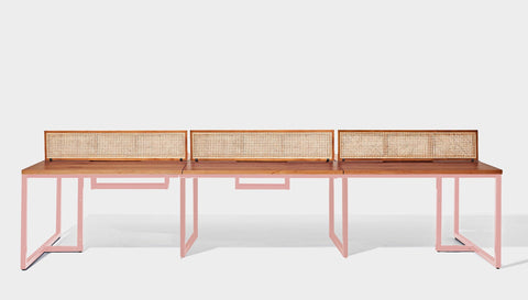 reddie-raw workstation 360W x 120D x 75H total (120x60 desk) *cm (incl. screen & tray) / Wood Veneer~Teak / Metal~Pink NCW Workstation *pod of 6